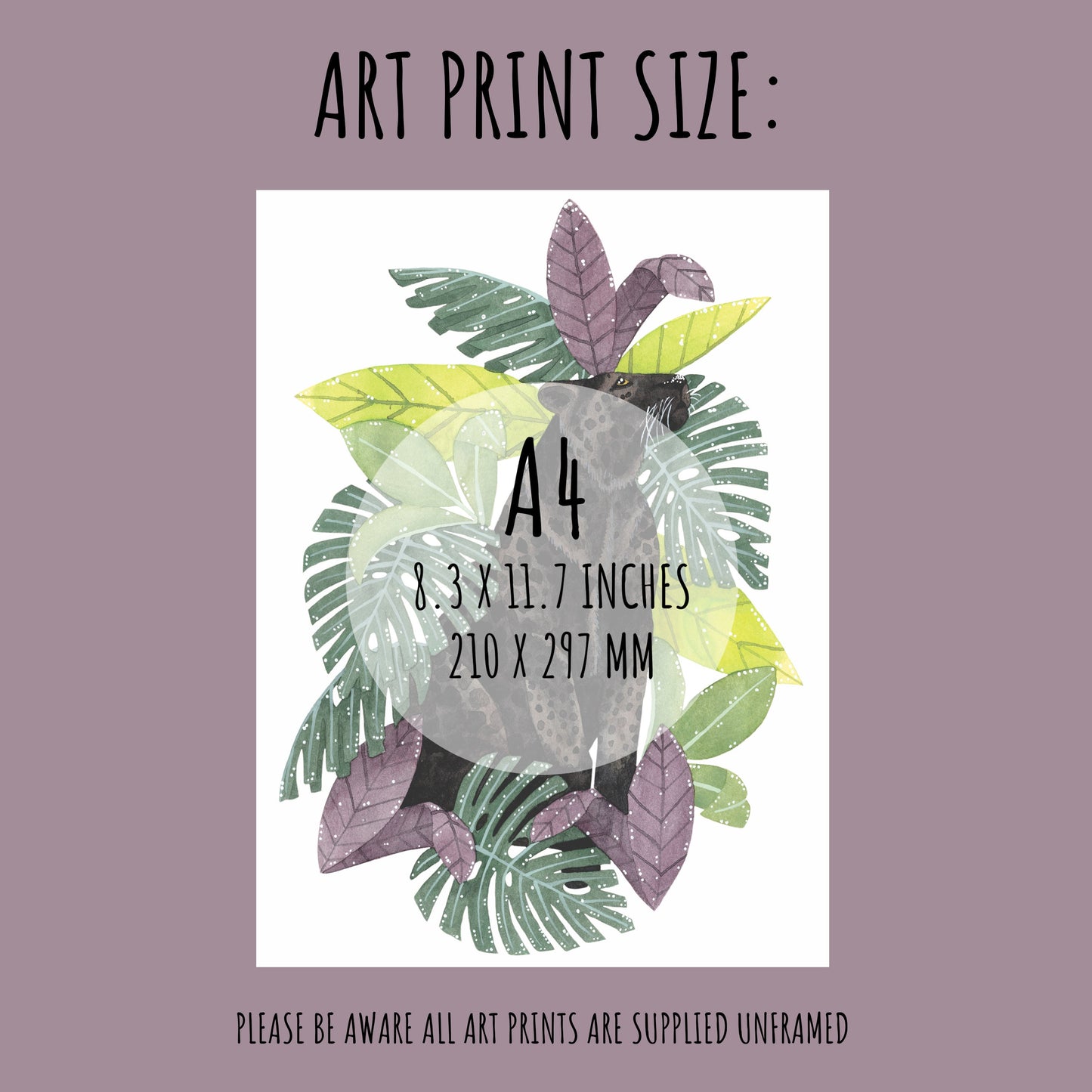 Black Leopard Art Print - A4 Unframed Jungle Animal Illustration