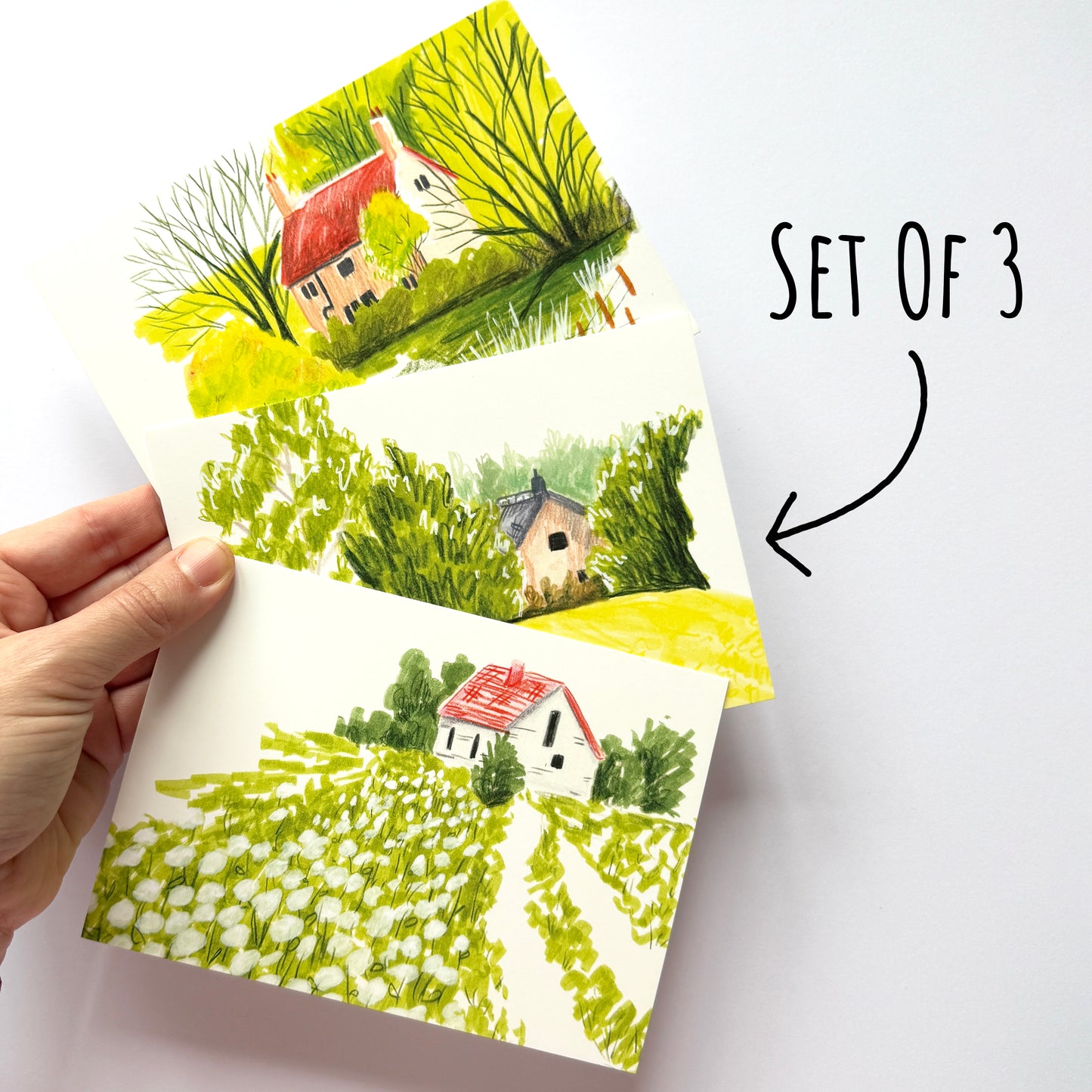 Countryside House Postcard Set - Pack of 3 A6 Mini Prints