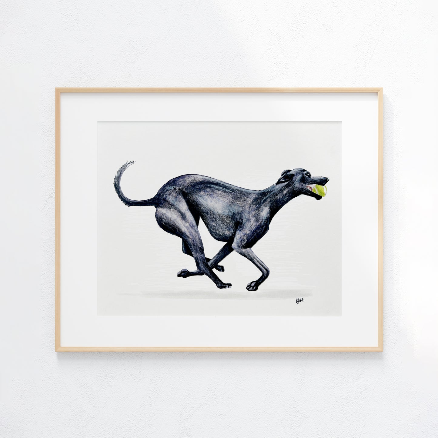 Black Whippet Dog Artwork - 10 x 8 original painting