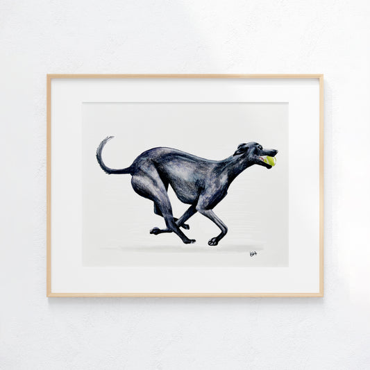 Black Whippet Dog Artwork - 10 x 8 original painting