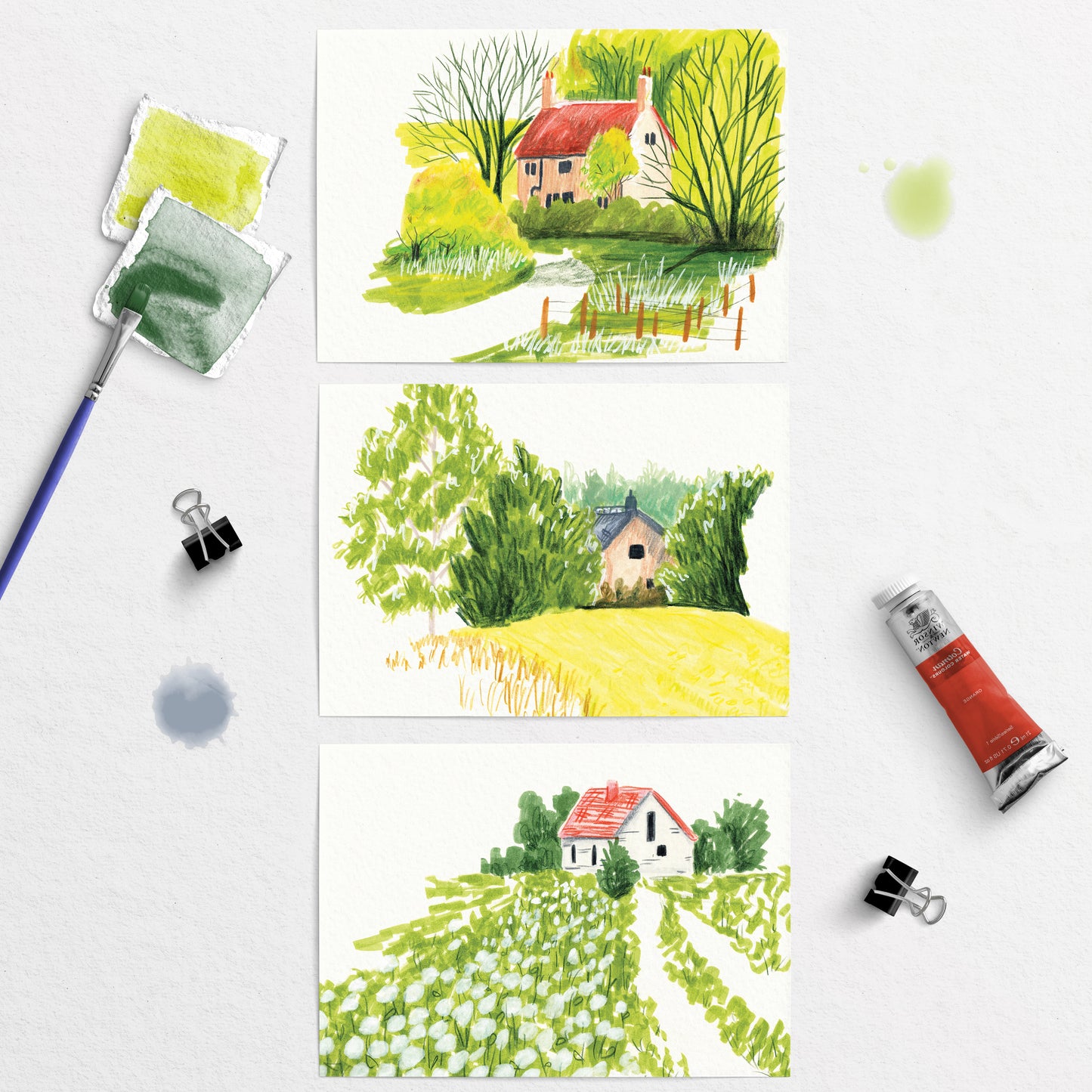 Countryside House Postcard Set - Pack of 3 A6 Mini Prints
