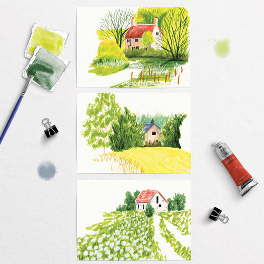 Countryside House Postcard Set - Pack of 3 A6 Mini Prints