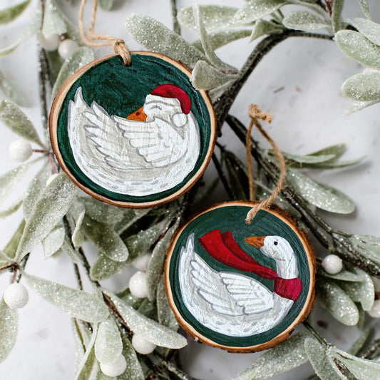 Hand Painted Goose Christmas Ornament