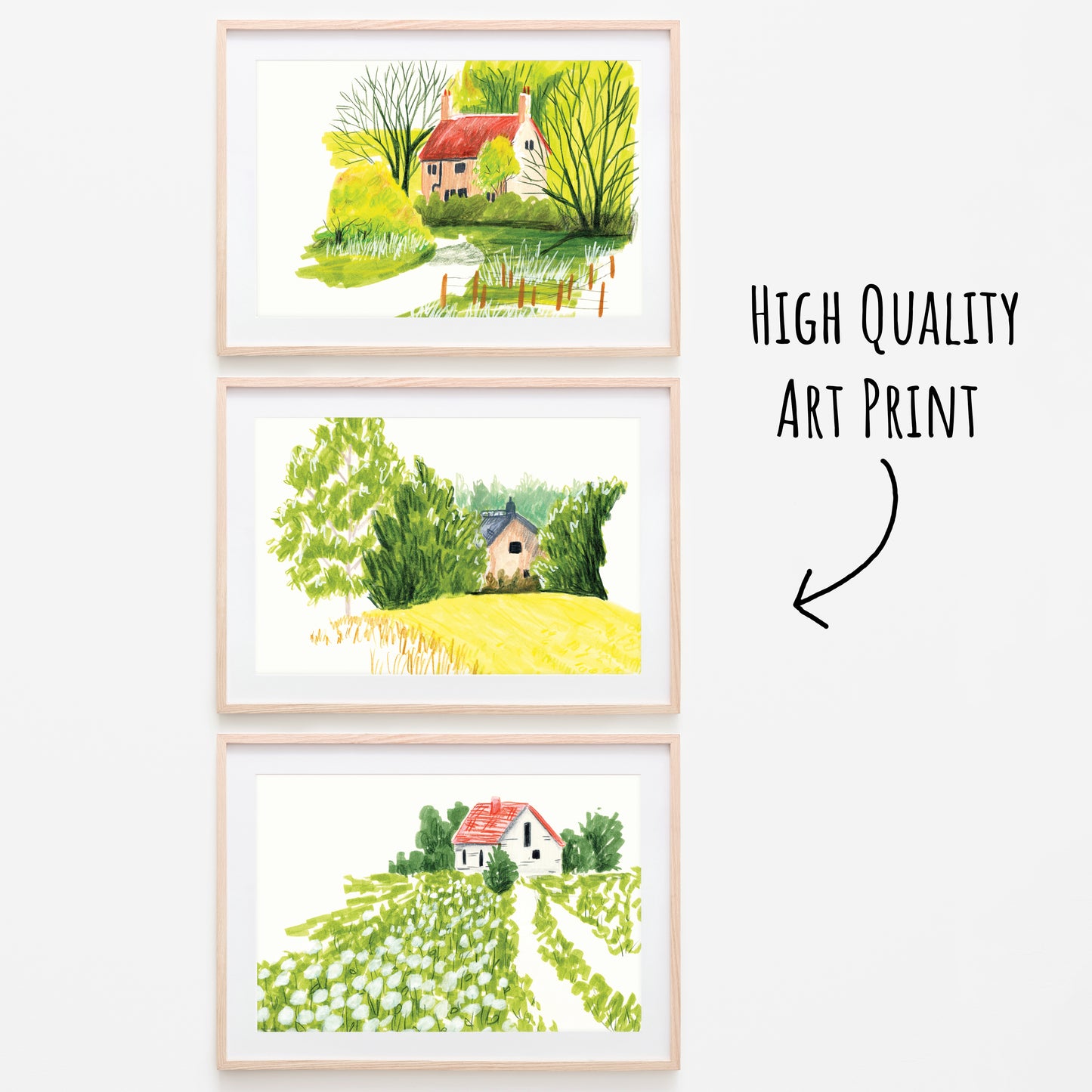 Countryside House Postcard Set - Pack of 3 A6 Mini Prints