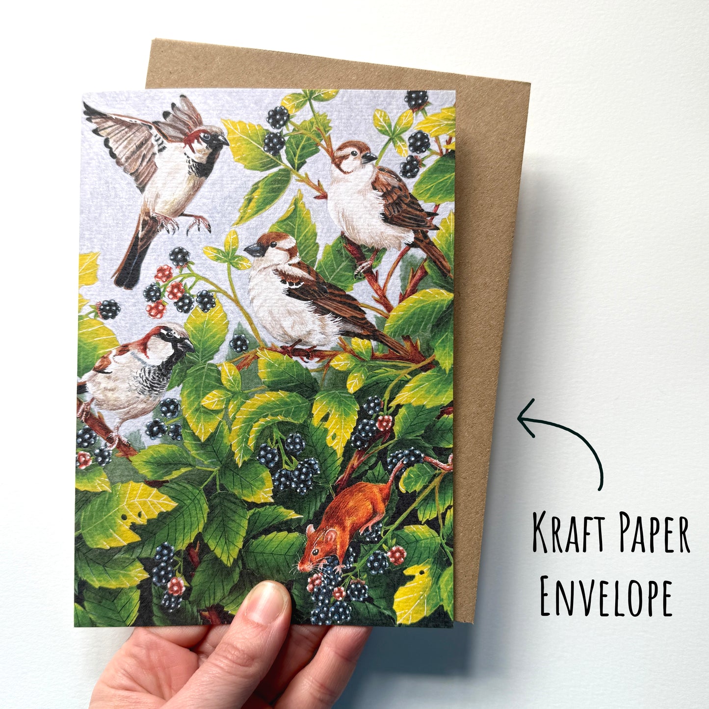 House Sparrow Birthday Card - Nature Inspired Greeting Card
