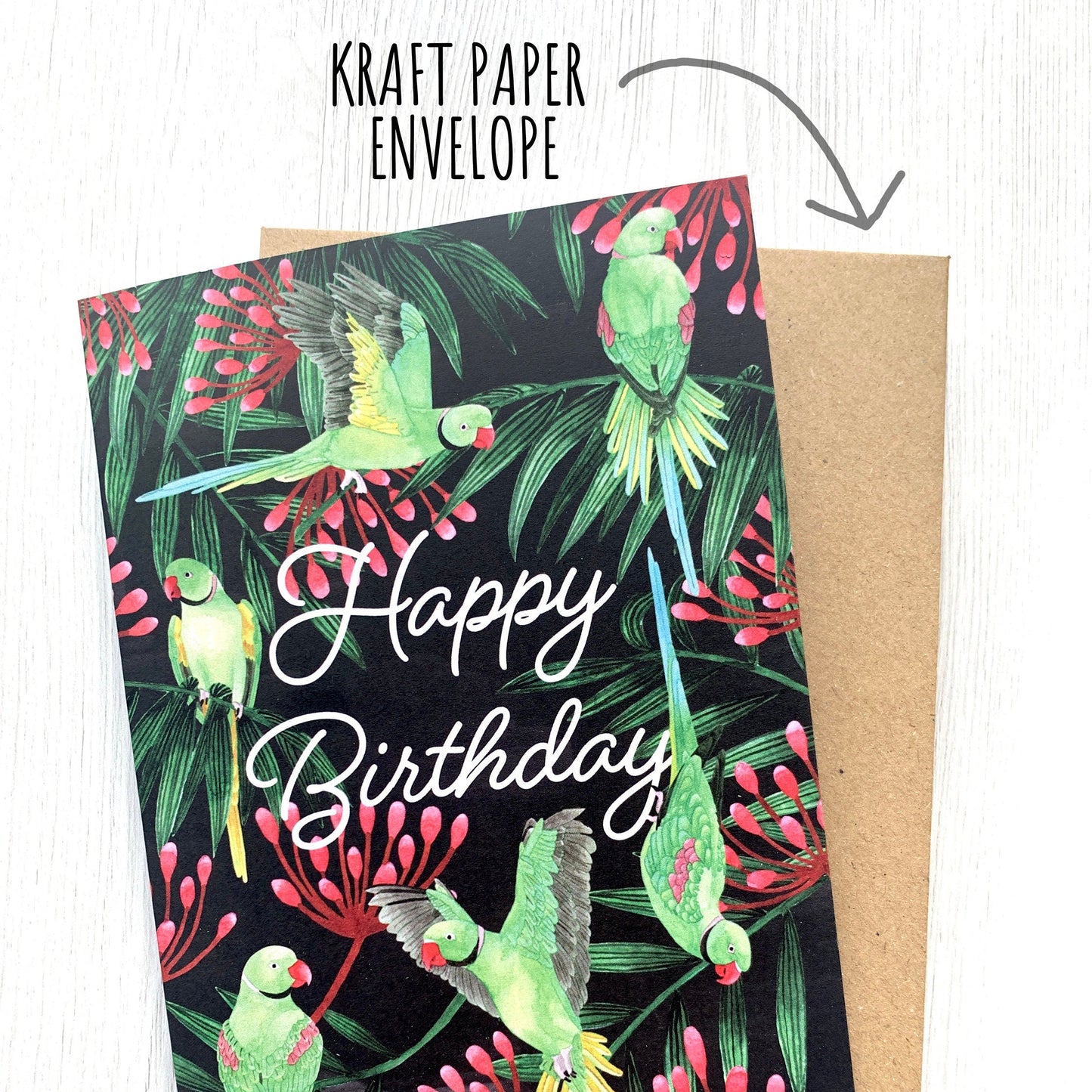 Ring-necked Parakeet Birthday Card