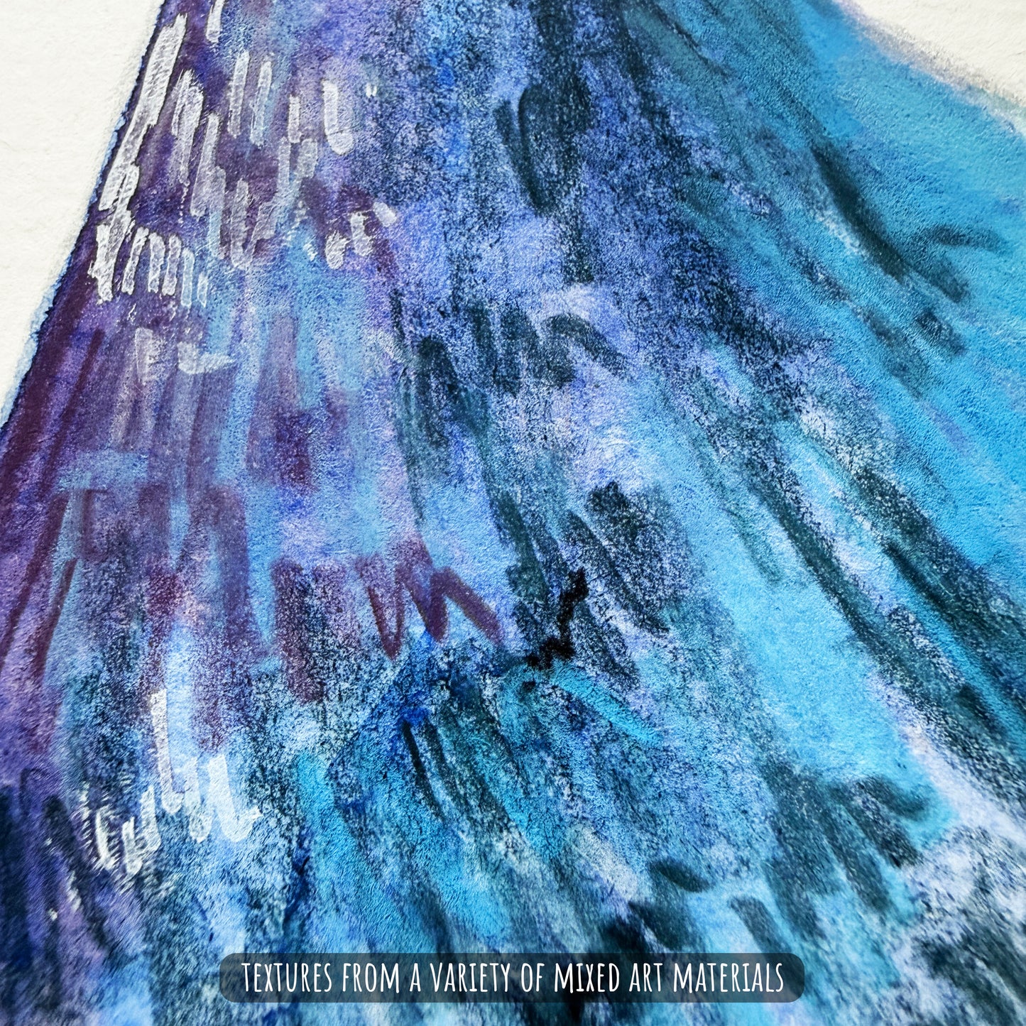 A close up of the the American Purple Gallinule bird artwork. showing the details and textures of the painting.