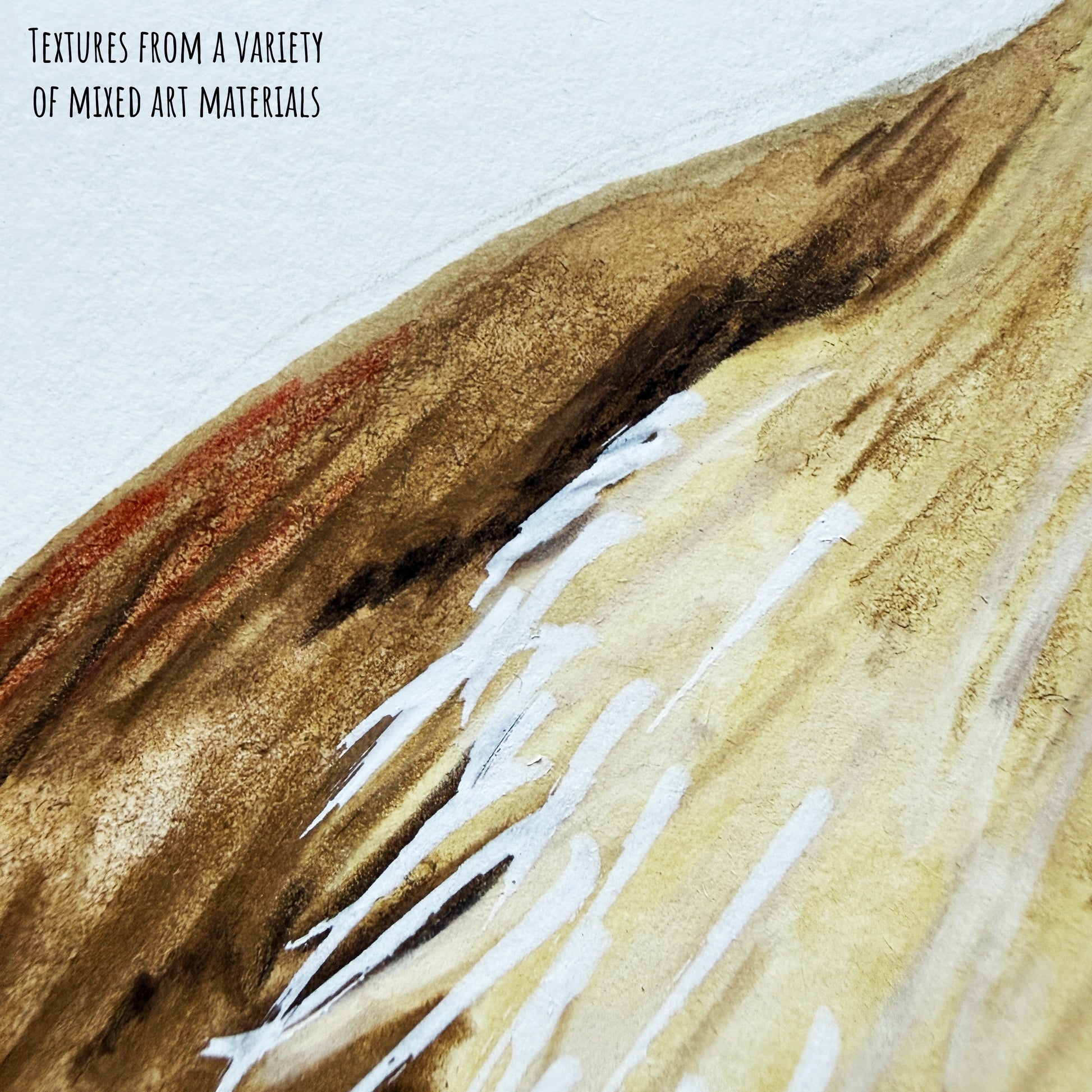 A close of the Red-Legged Seriema bird showing the details and textures of the artwork and paper stock.