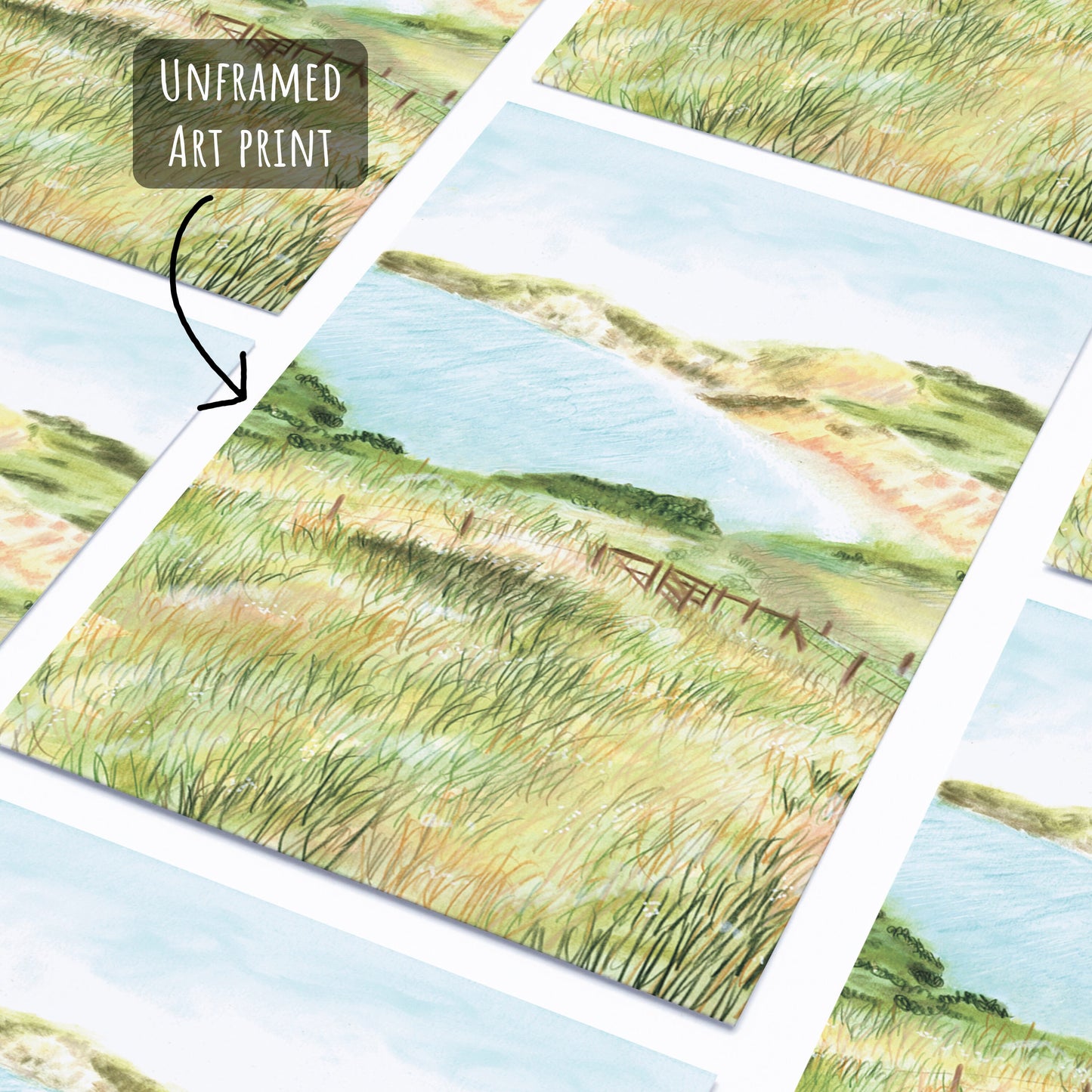 Worbarrow Bay Dorset Art Print - Unframed A4 Coastal Landscape for Wall Decor