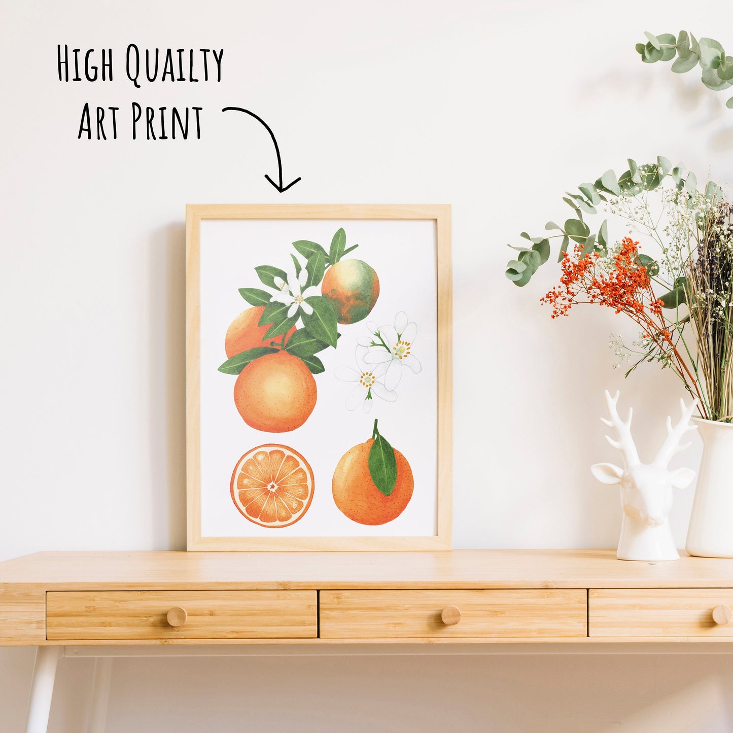 Botanical Orange Art Print - A4 & A5 Citrus Illustration for Kitchen Wall Deco