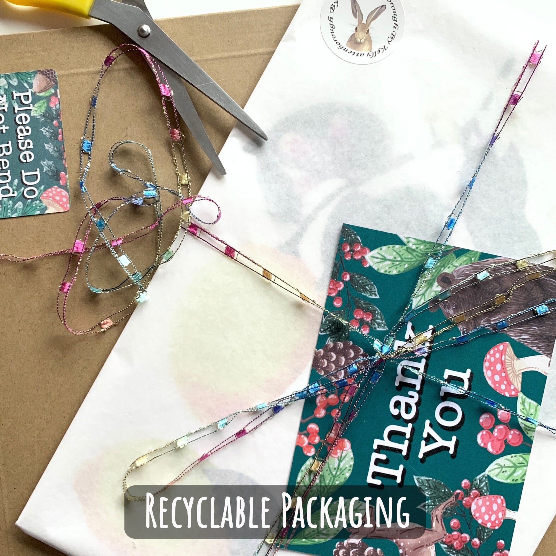 Showing the how your art print will be packaged. wrapped in tissue paper with a backing card, then placed into a hard backed envelope with a thank you card.