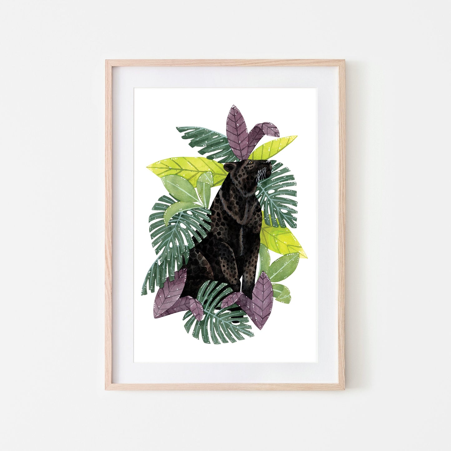 Black Leopard Art Print - A4 Unframed Jungle Animal Illustration