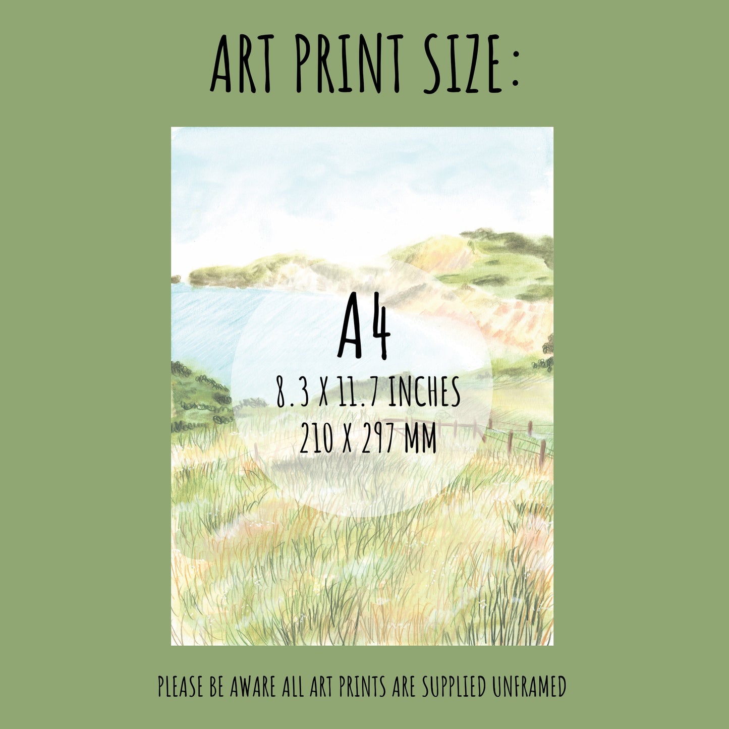 Worbarrow Bay Dorset Art Print - Unframed A4 Coastal Landscape for Wall Decor